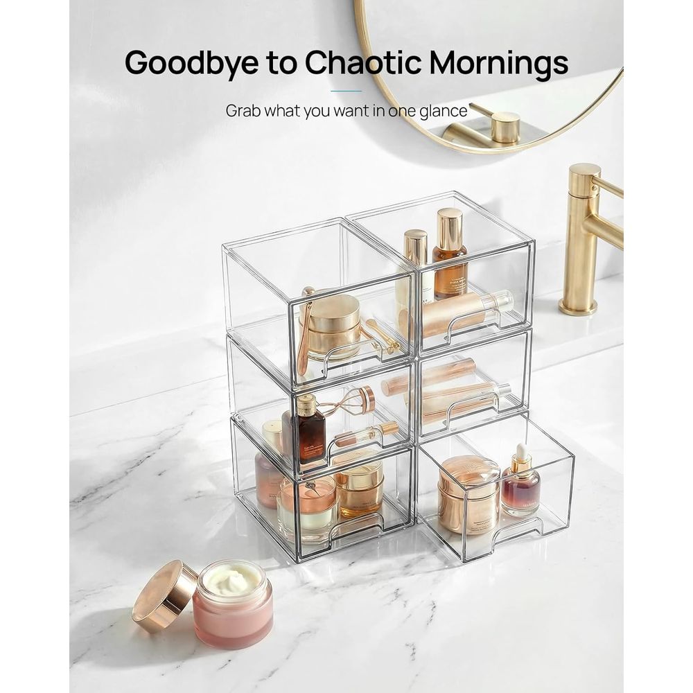 Kitchen Zo - Small Clear Stackable Storage Drawers, Acrylic