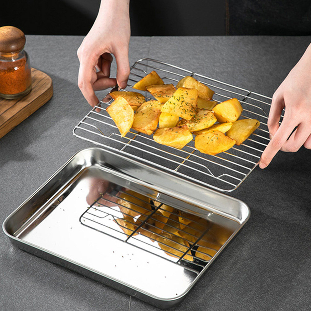 2Sets Stainless Steel Storage  - Kitchen Baking Tray Rack 评论和价格