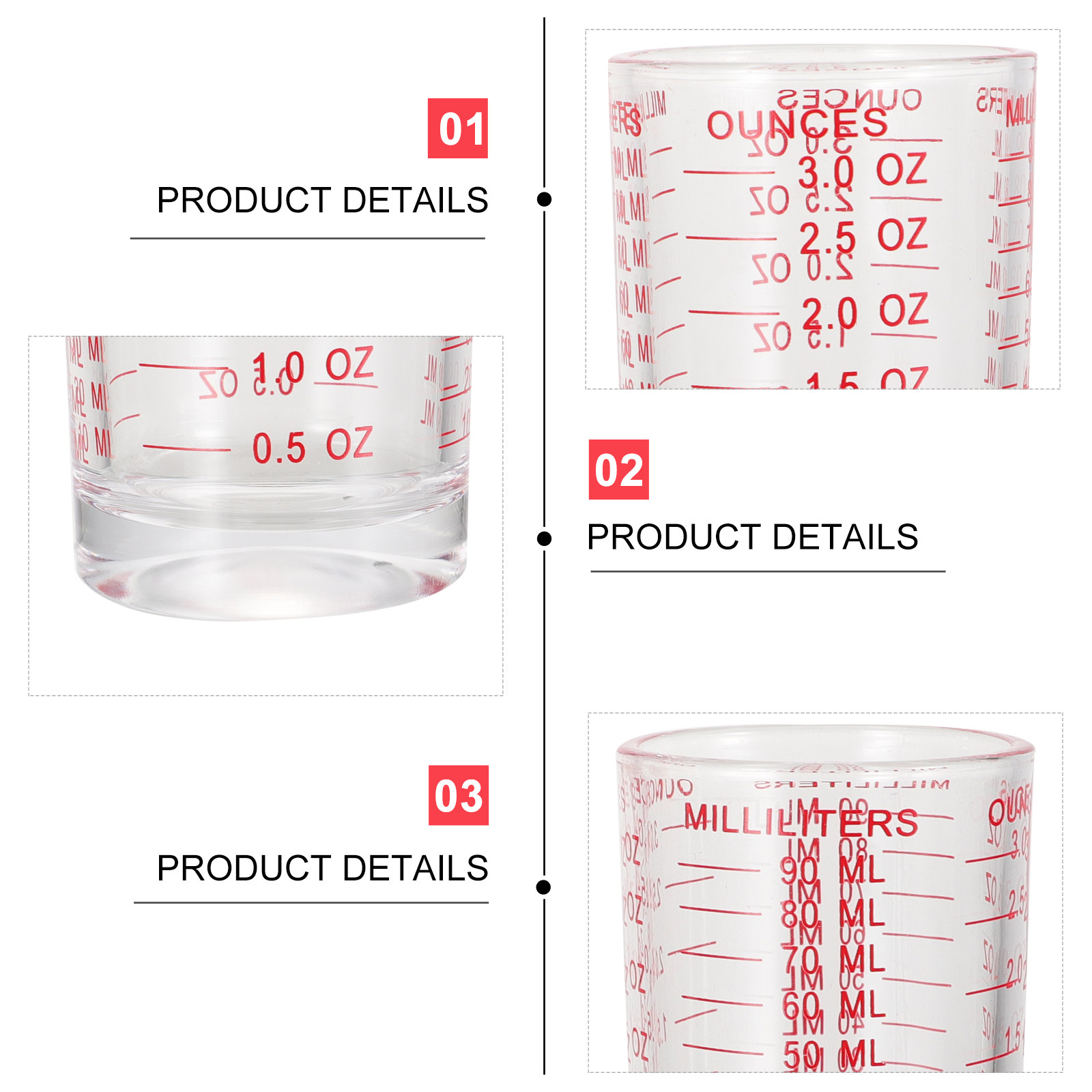 3Pcs Glass Measuring Cups Set  - Baking In Kitchen 评论和价格