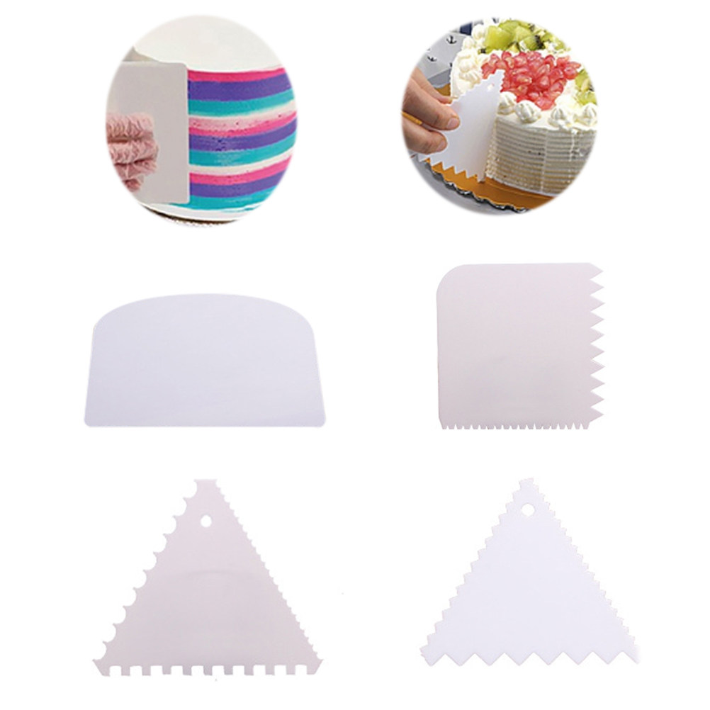 4Pcs Cake Scraper Set White Pl - Fondant Smoother Set 评论和价格